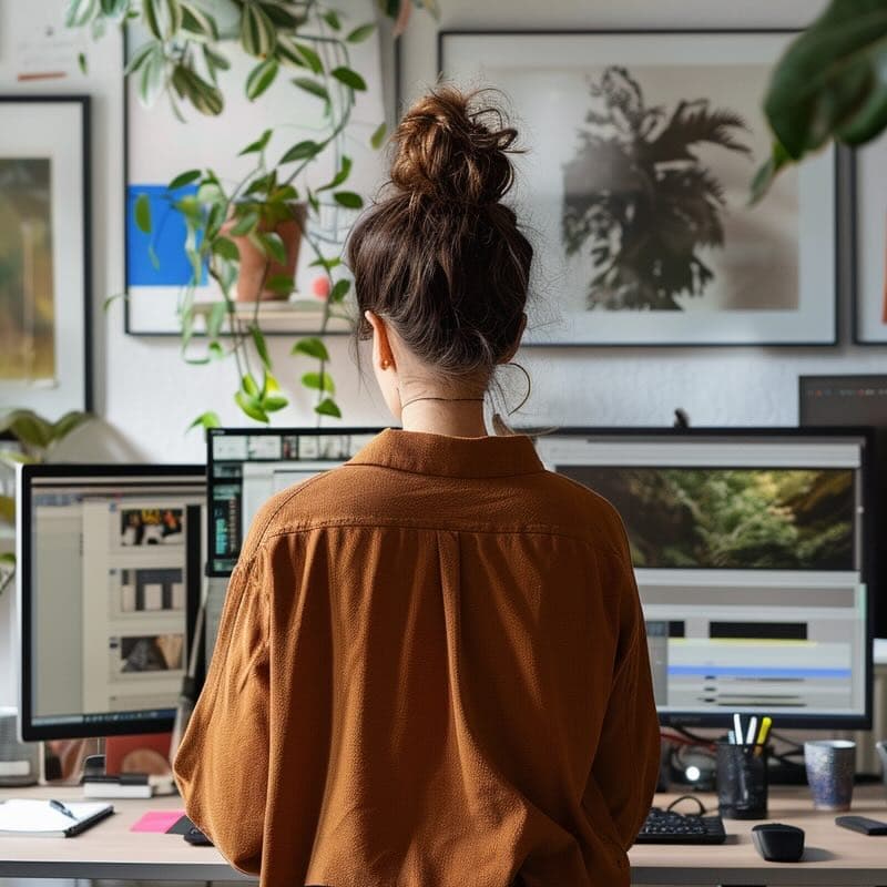 A person working at a computer, representing Creative Asset Automation